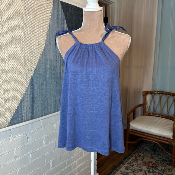NWT J.Crew 100% Linen Halter Tie Strap Flowy Tank Top - Picture 3 of 10